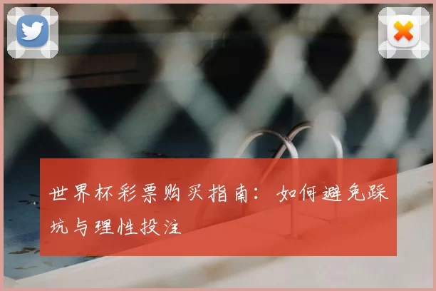 世界杯彩票购买指南:如何避免踩坑与理性投注
